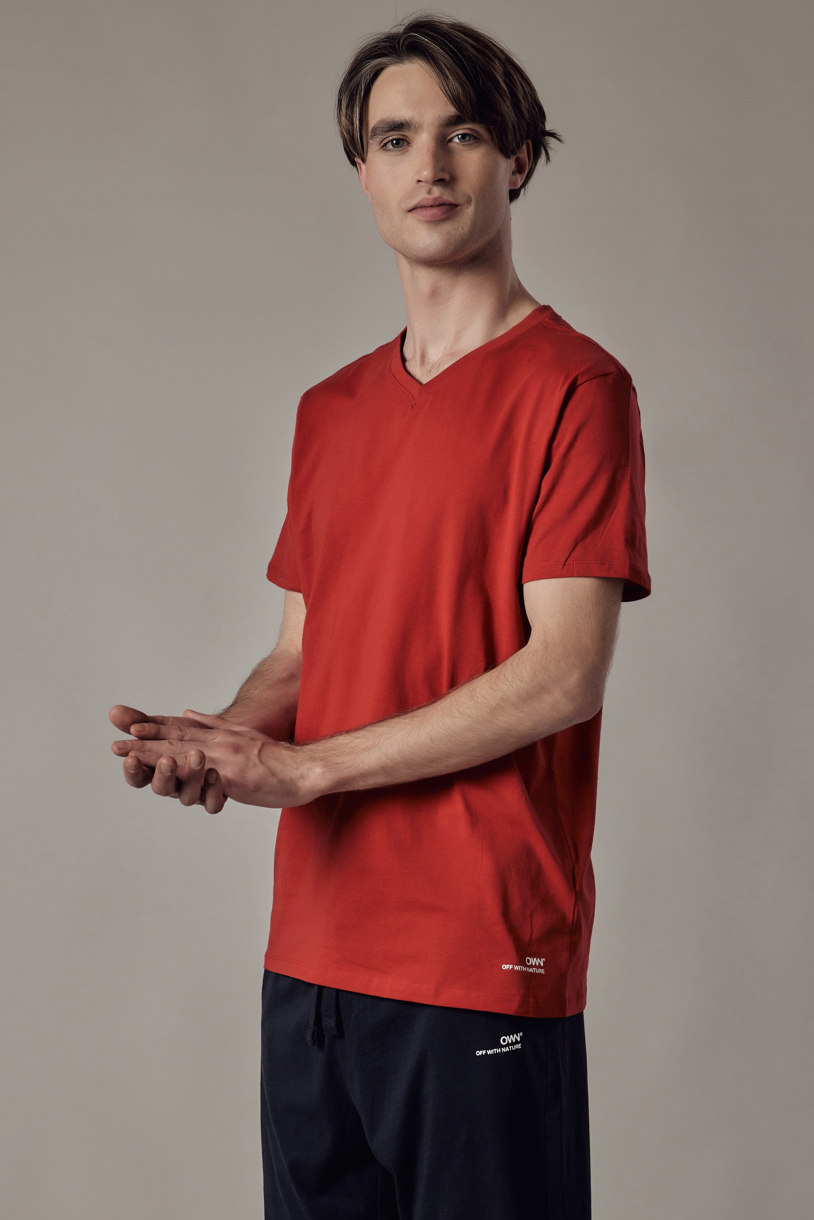 T-Shirt Scollo a V Rosso