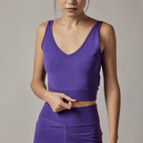 Purple V-Neck Sports Bra