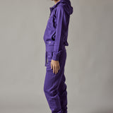Felpa con Cappuccio e Zip Viola