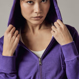 Felpa con Cappuccio e Zip Viola