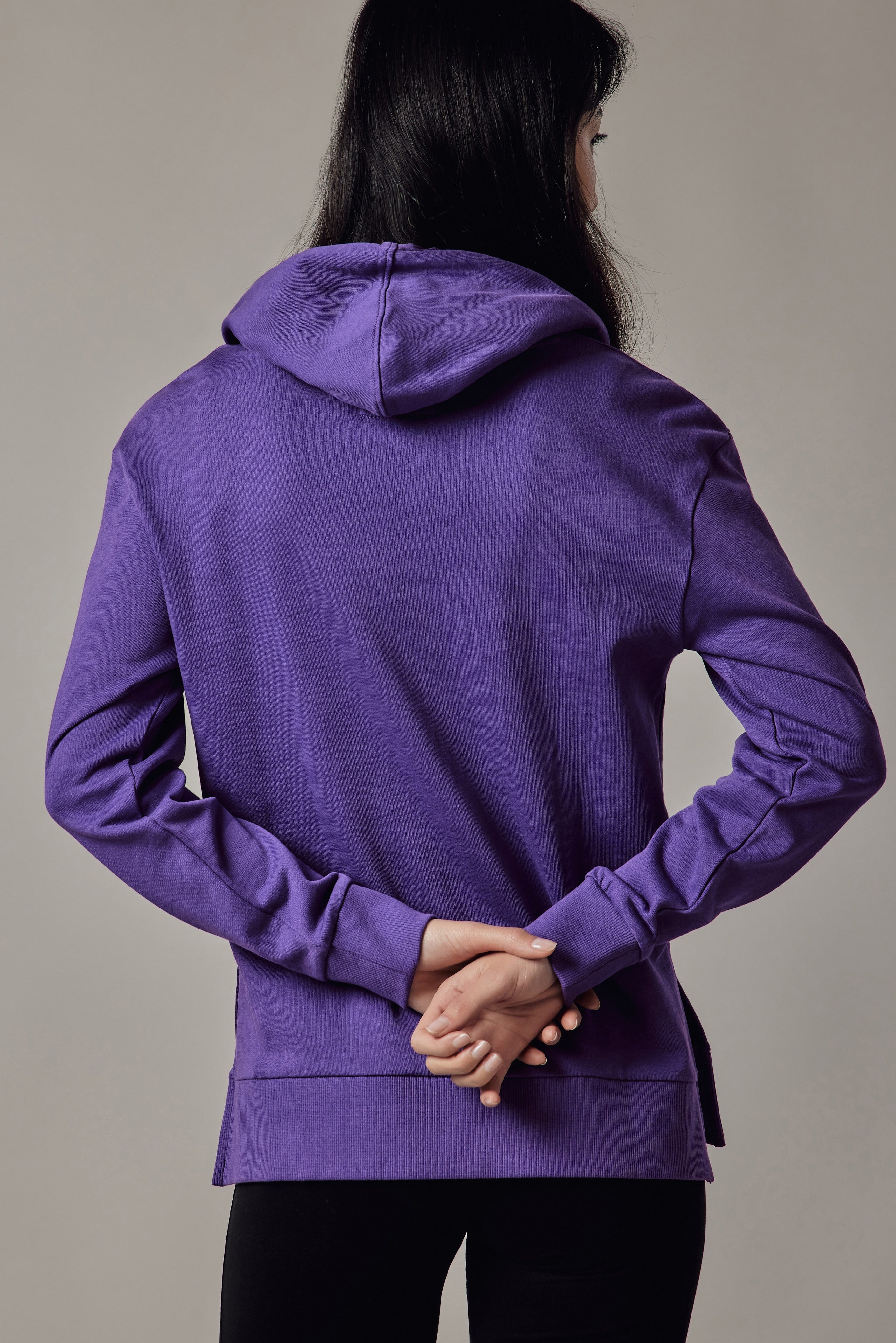 Felpa con Cappuccio e Spacchi Laterali Viola