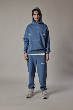 Set Felpa con Cappuccio + Joggers Loose Fit – Blu Polvere