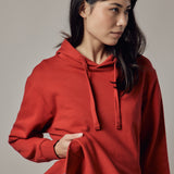 Fleece Hoodie with Side Slits Red