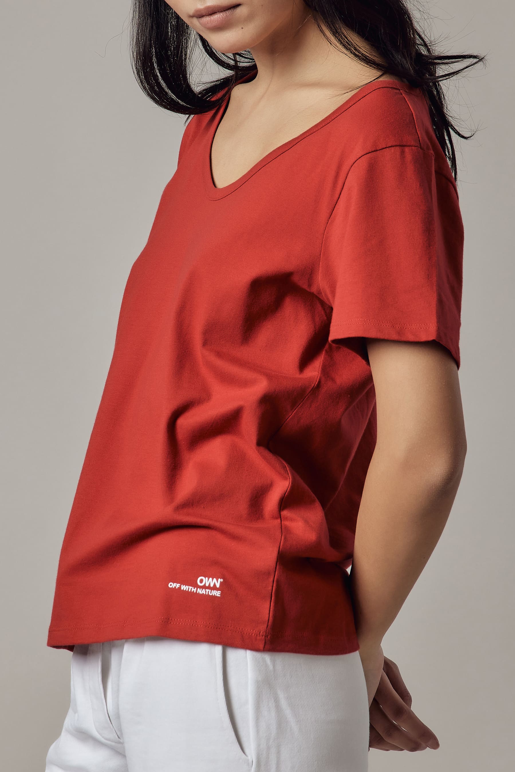 Deep Neck Red T-Shirt