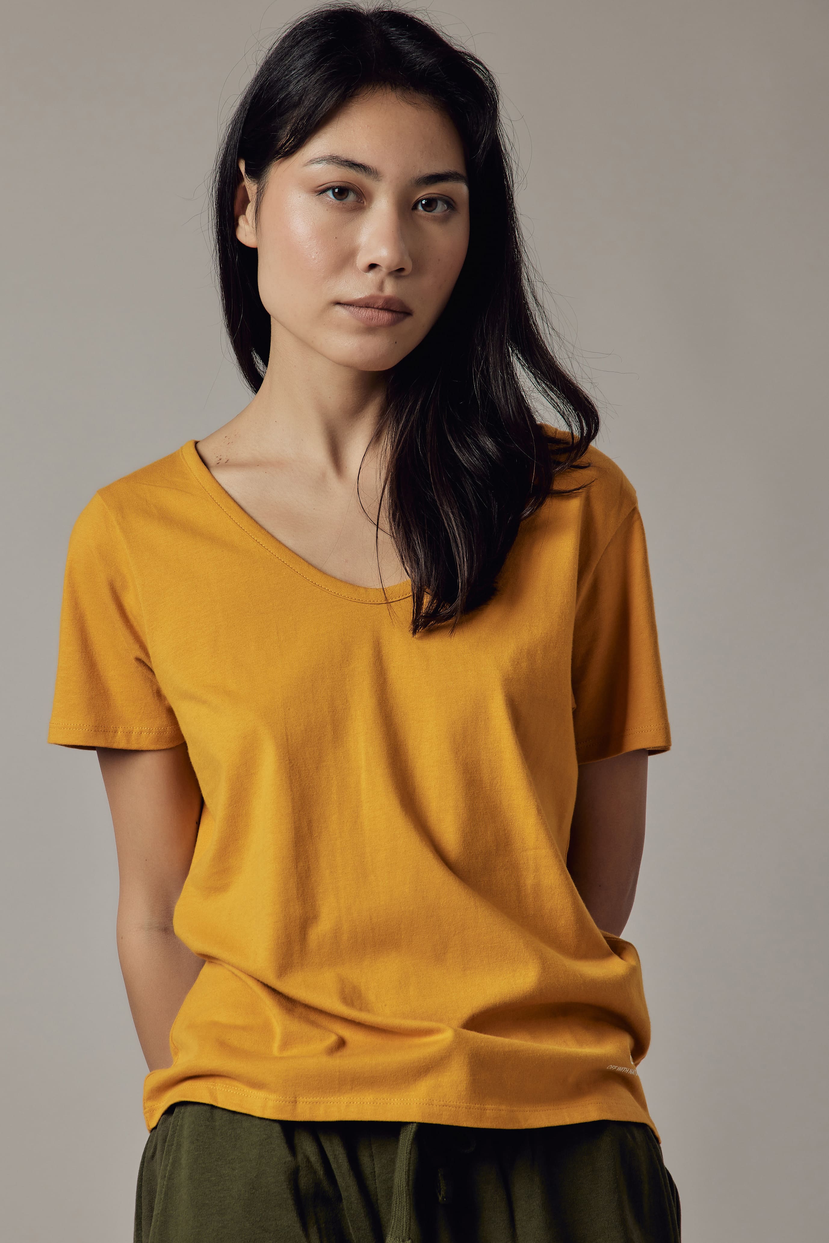 Deep Neck Ochre T-Shirt