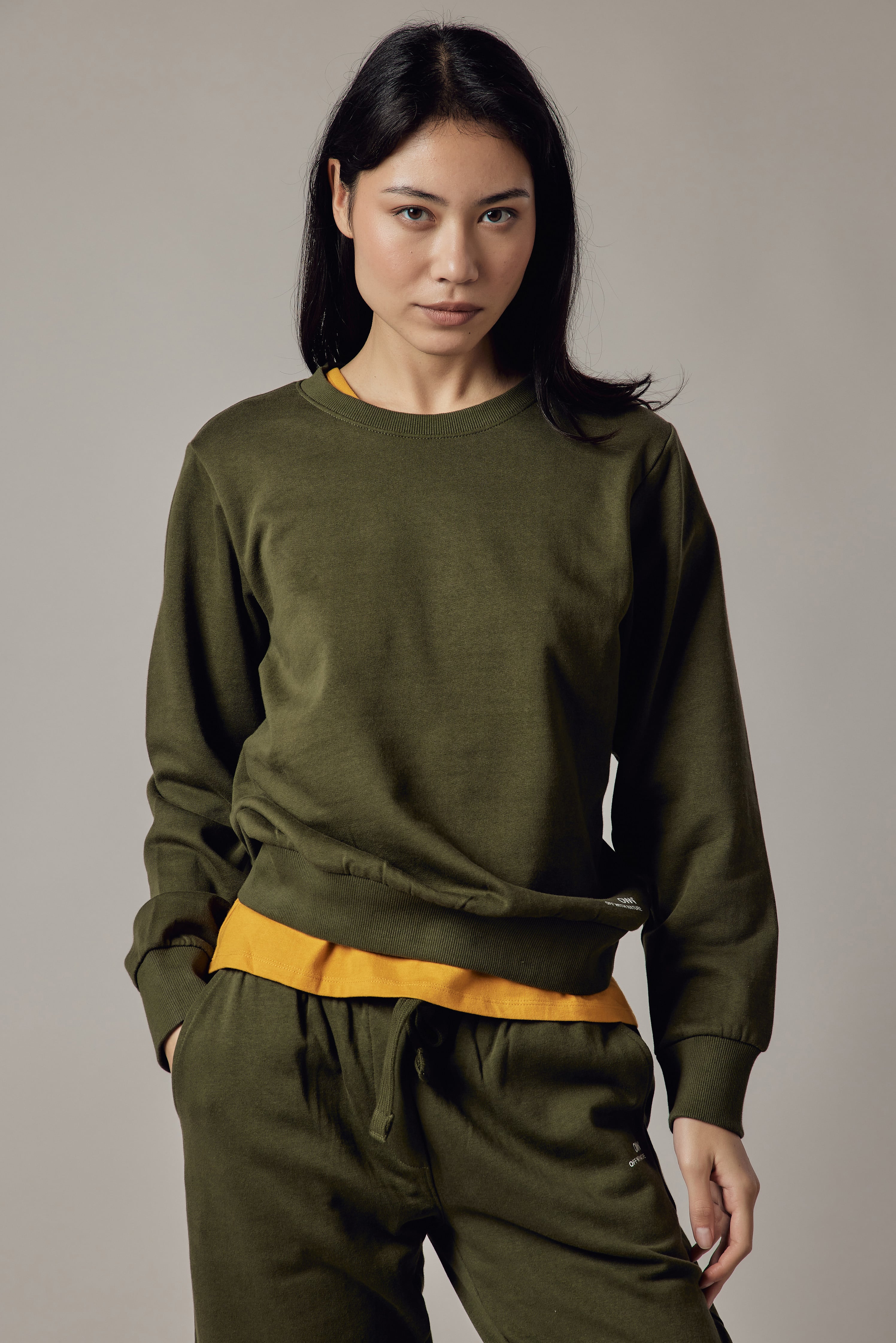 Felpa Felpata Girocollo Verde Militare