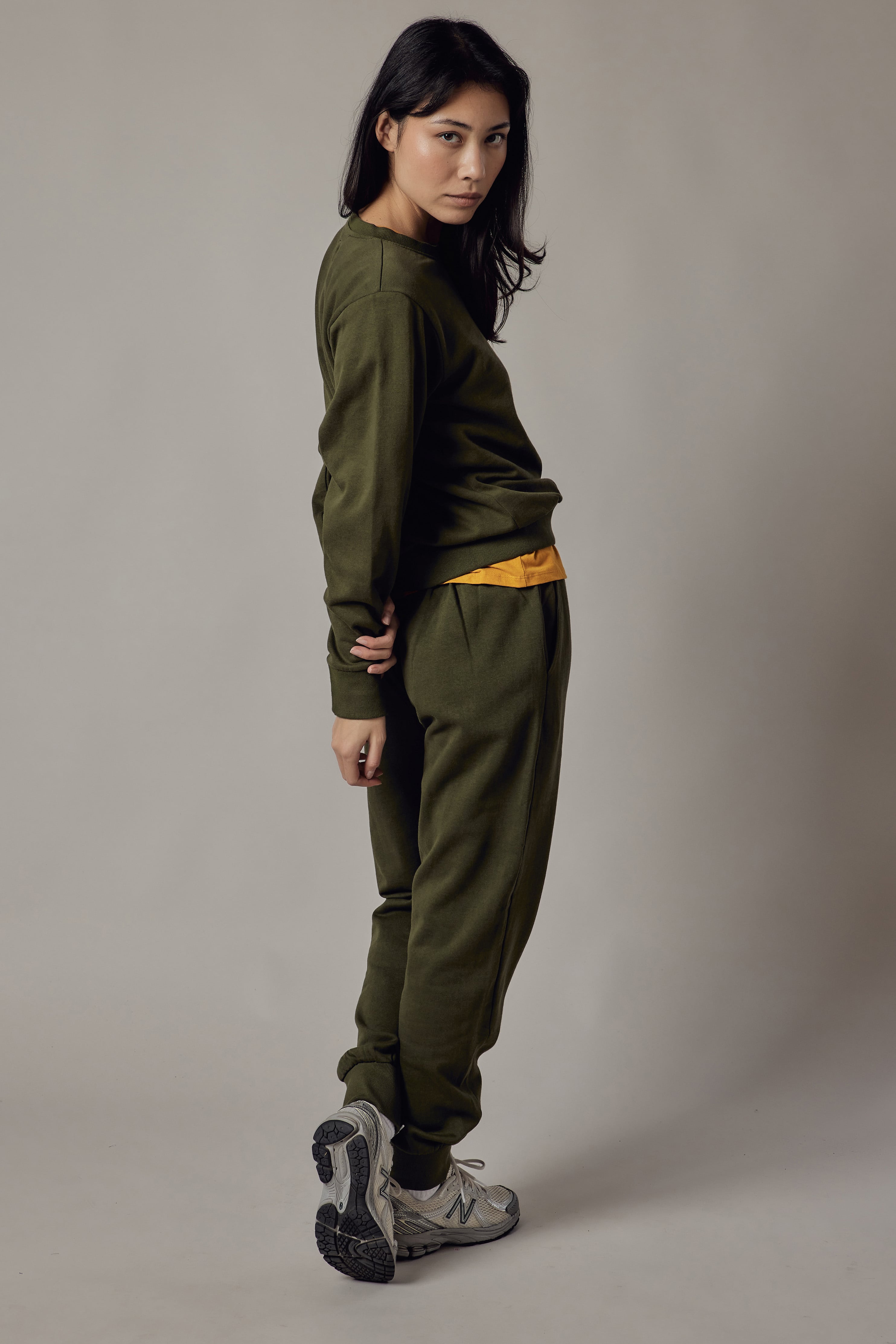 Felpa Felpata Girocollo Verde Militare