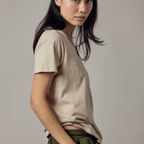 Deep V-Neck Ecru T-Shirt