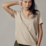 Deep V-Neck Ecru T-Shirt