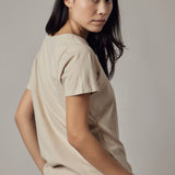 Deep V-Neck Ecru T-Shirt