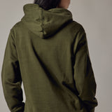 Military Green Fleece Hoodie with Side Slits