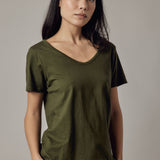 Military Green Deep V-Neck T-Shirt