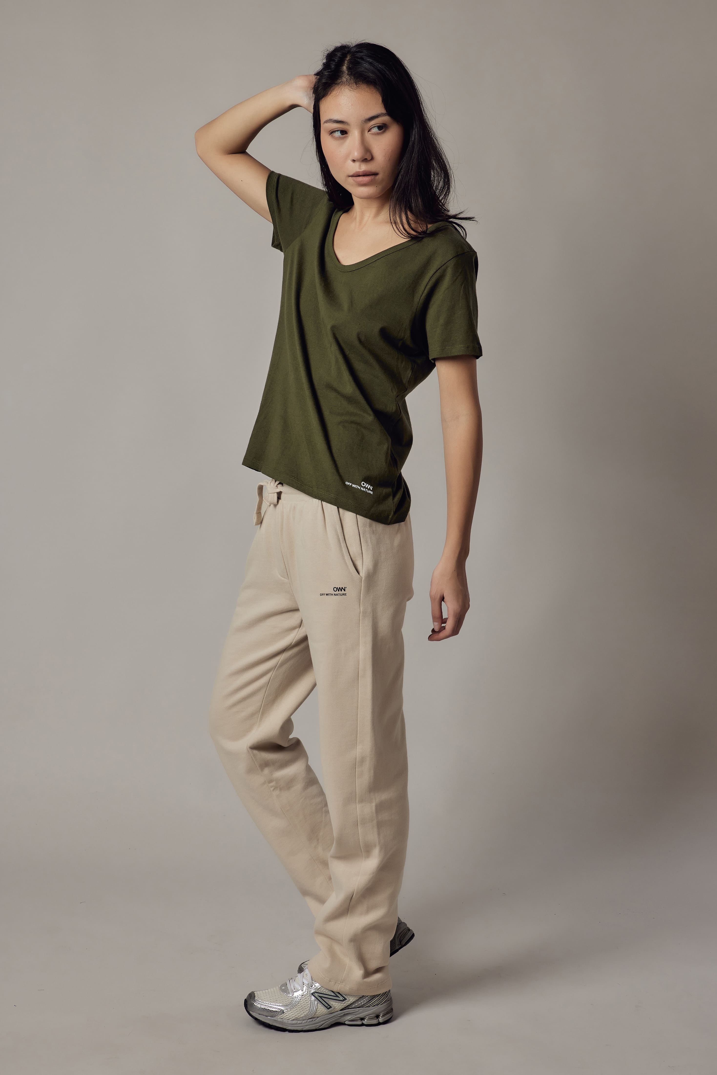 Military Green Deep V-Neck T-Shirt