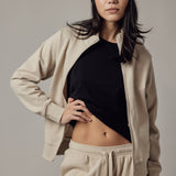 Ecru Fleece Zip-Up Sweatshirt