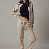 Ecru Fleece Zip-Up Sweatshirt