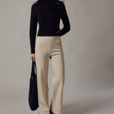 Ecru Interlock Palazzo Trousers