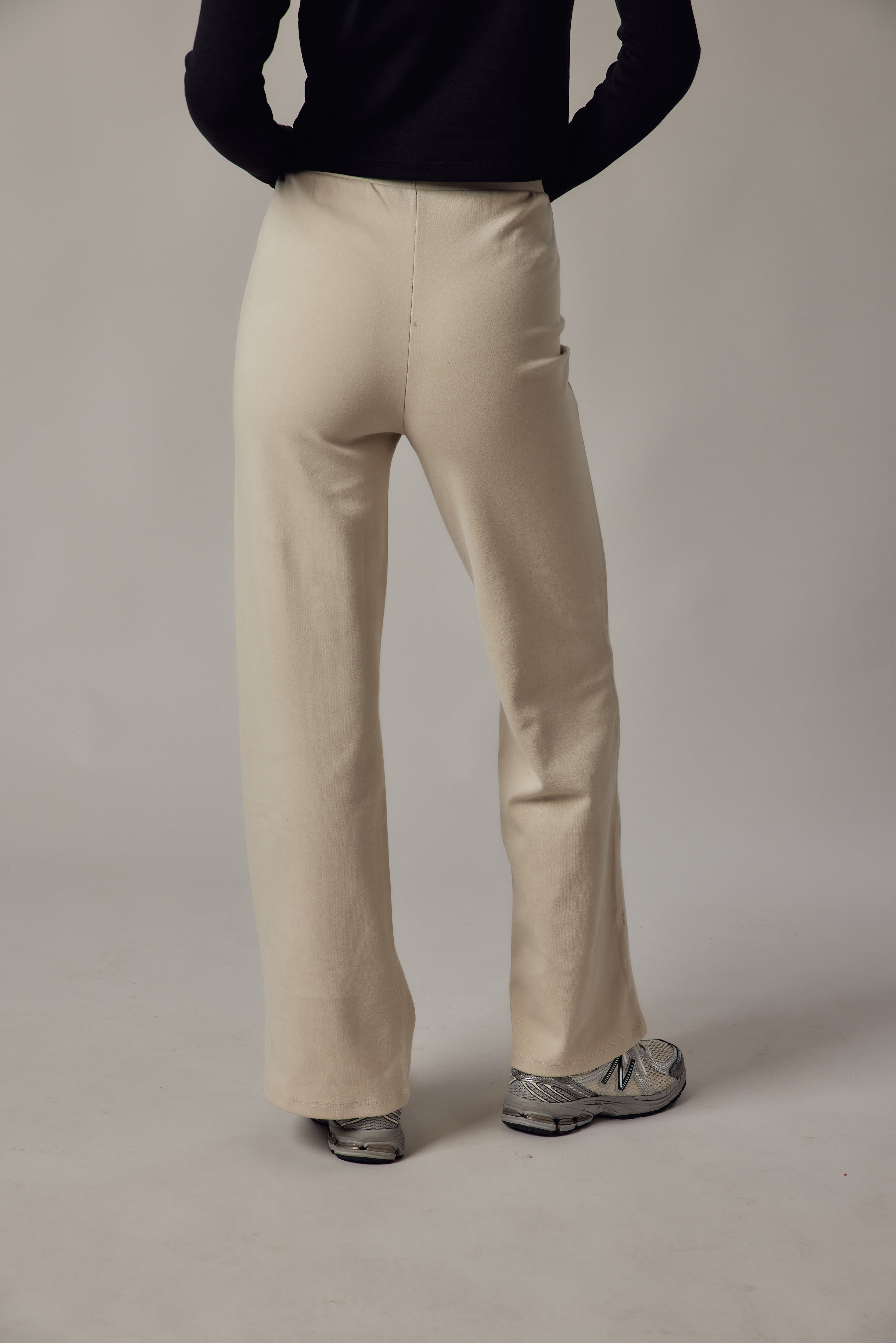 Ecru Interlock Palazzo Trousers