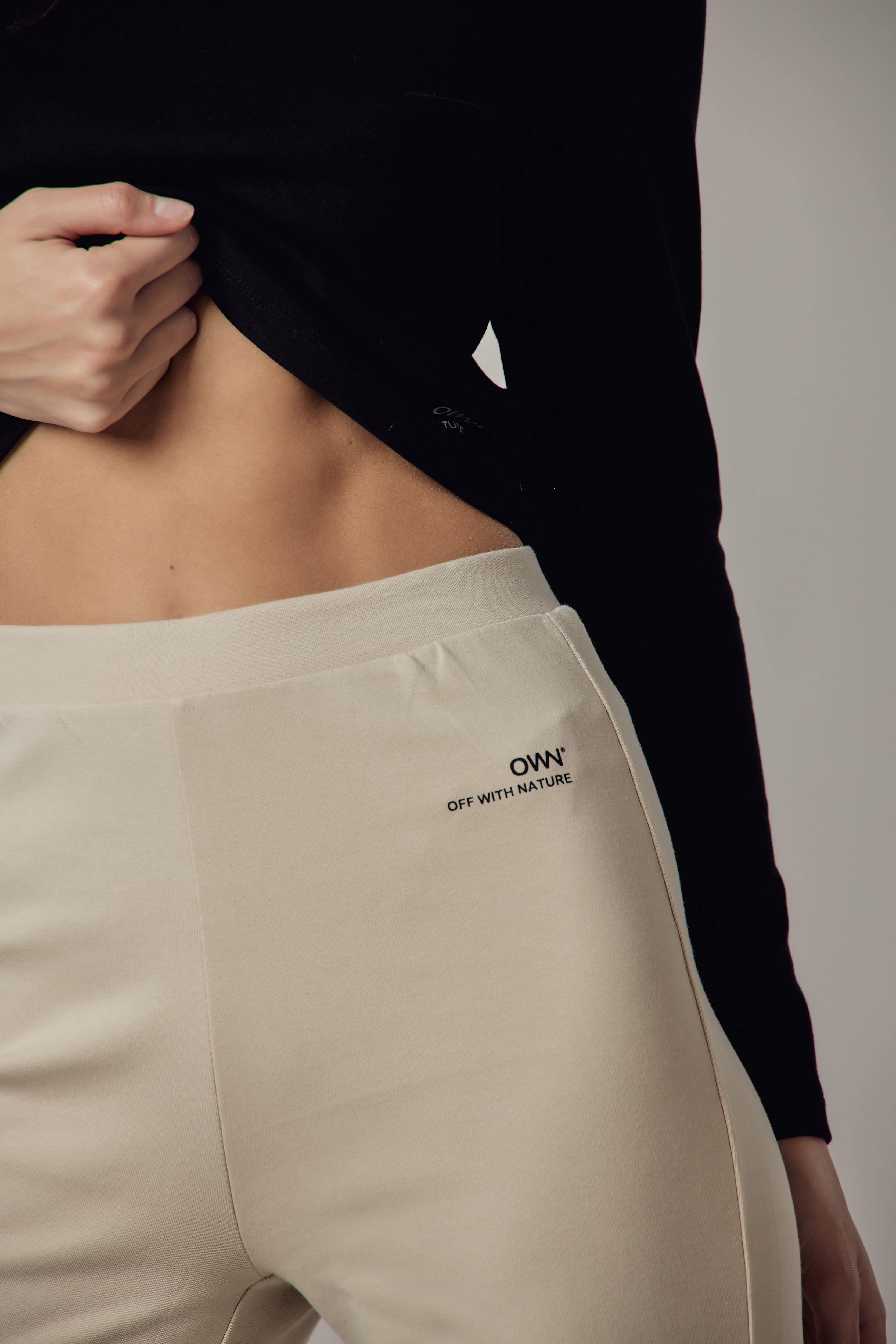 Ecru Interlock Palazzo Trousers