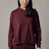 Felpa con Cappuccio in Interlock Prune
