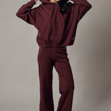 Felpa con Cappuccio in Interlock Prune