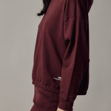 Felpa con Cappuccio in Interlock Prune