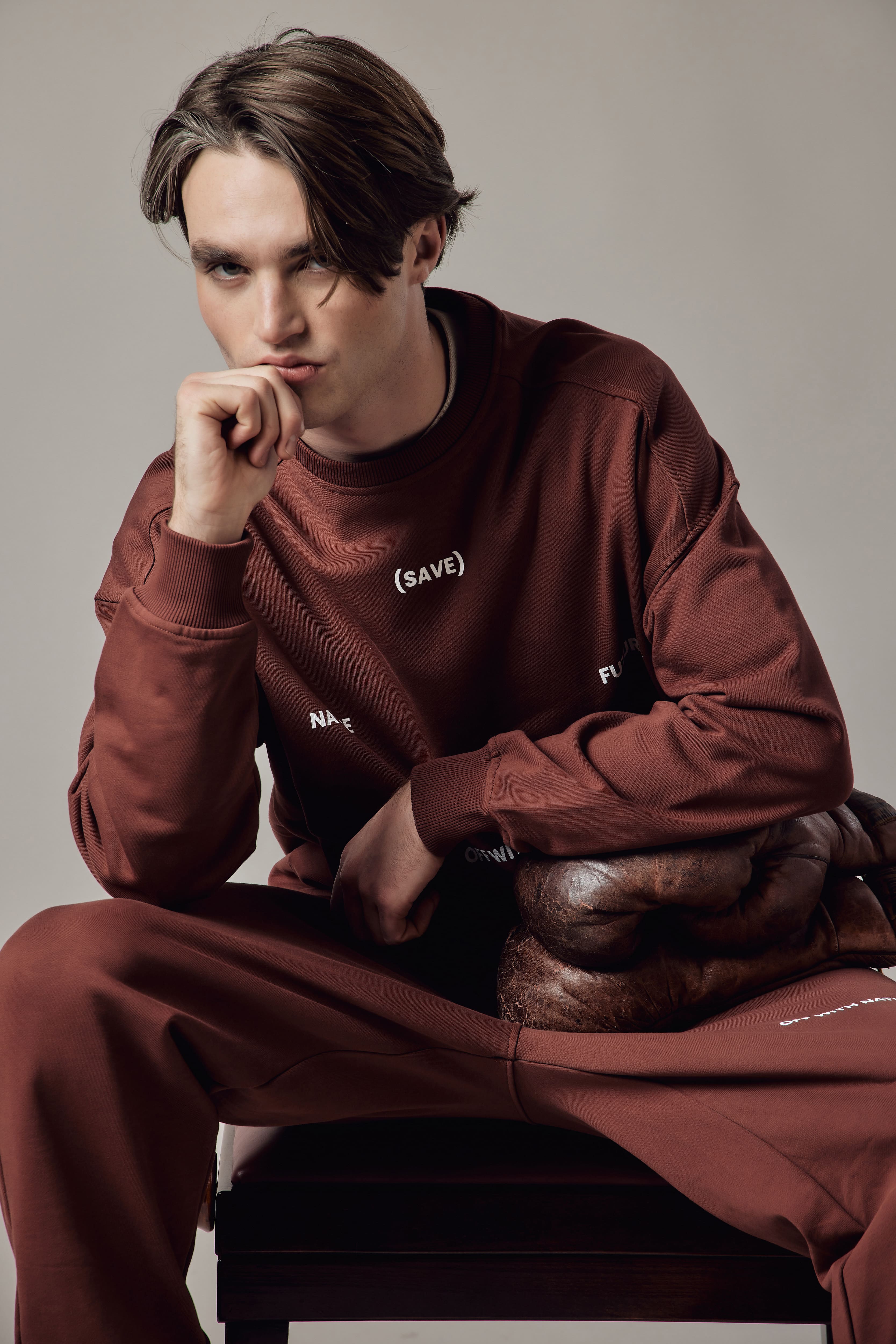 Felpa Girocollo Loose Fit Dusty Burnt