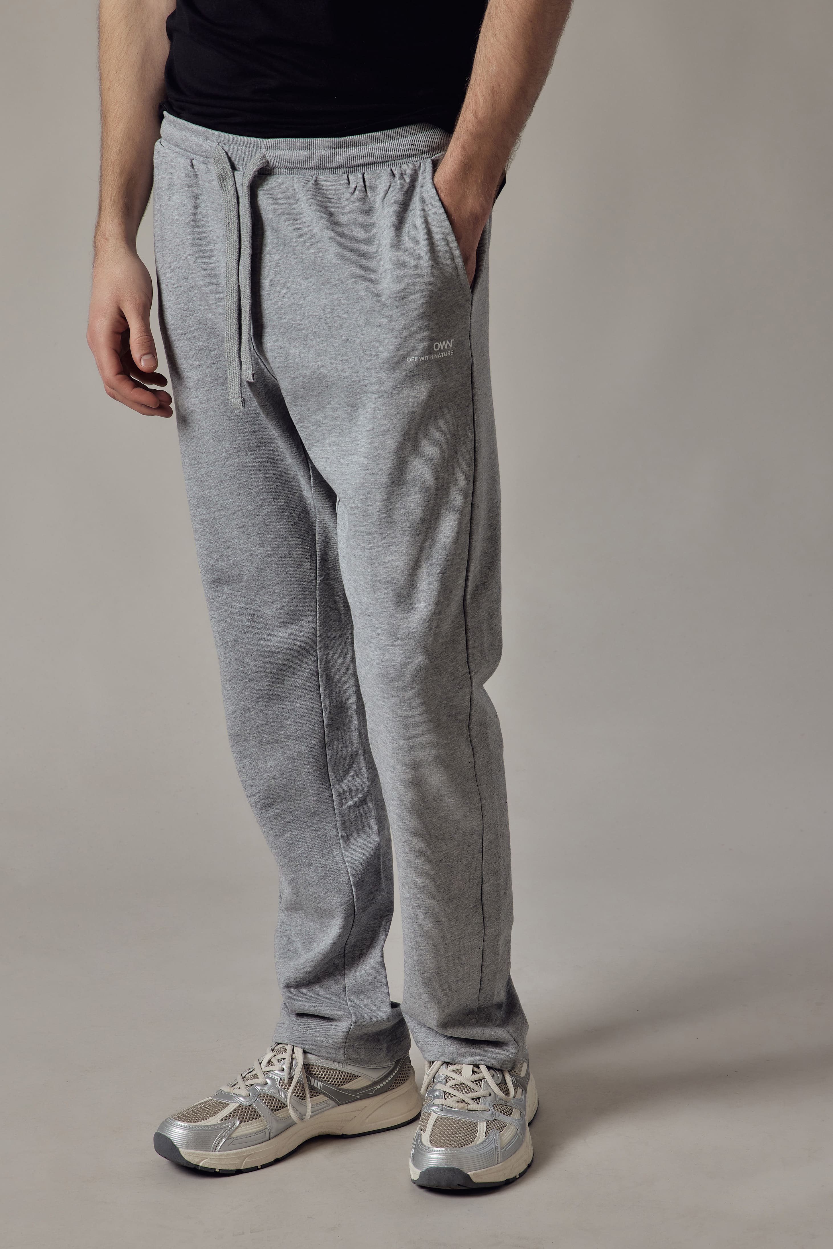 Joggers Dritti Grigio Chiaro Melange