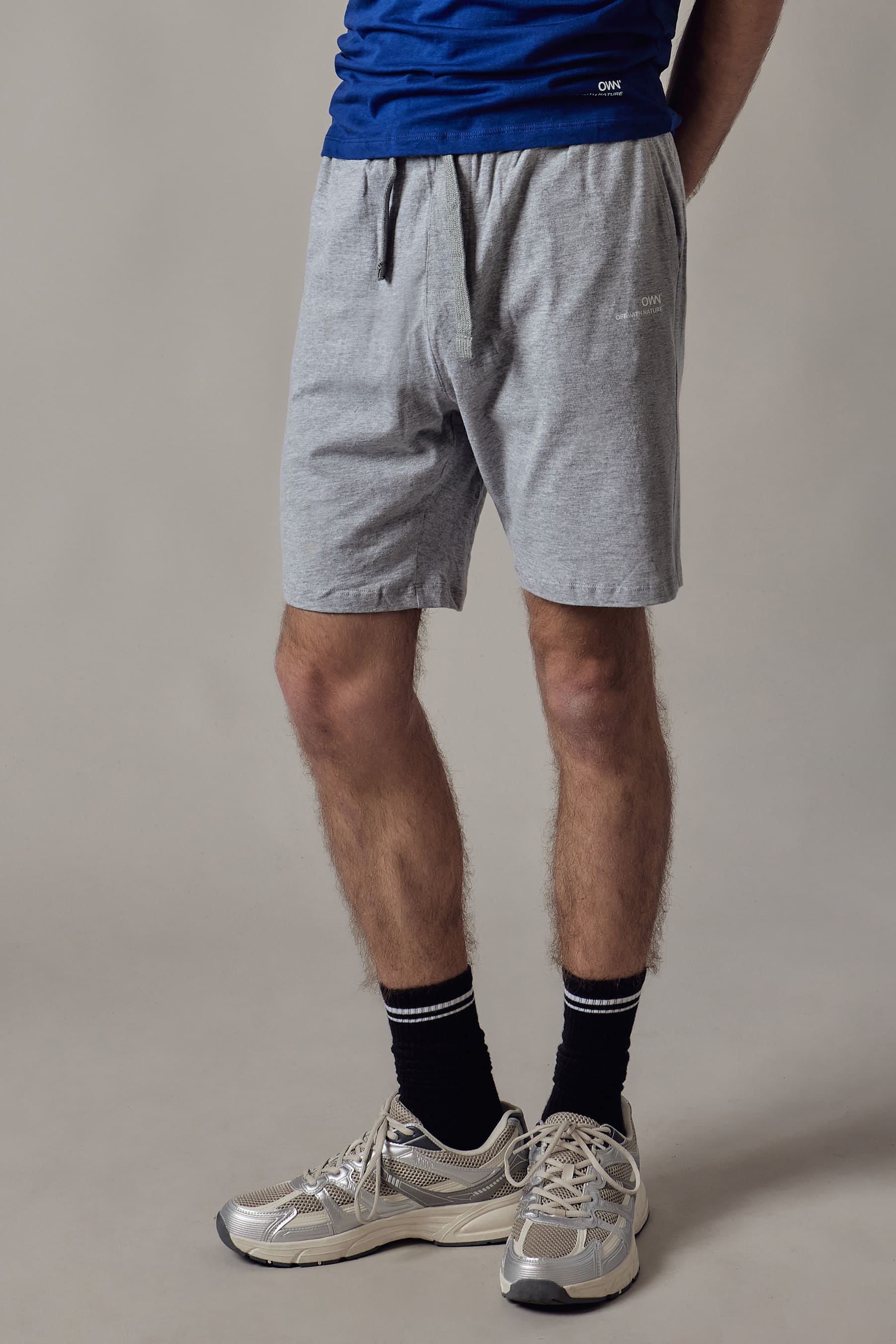 Pantaloncino in Jersey Grigio Chiaro Melange
