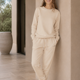 Set Felpa Felpata Girocollo + Joggers Felpati Ecru