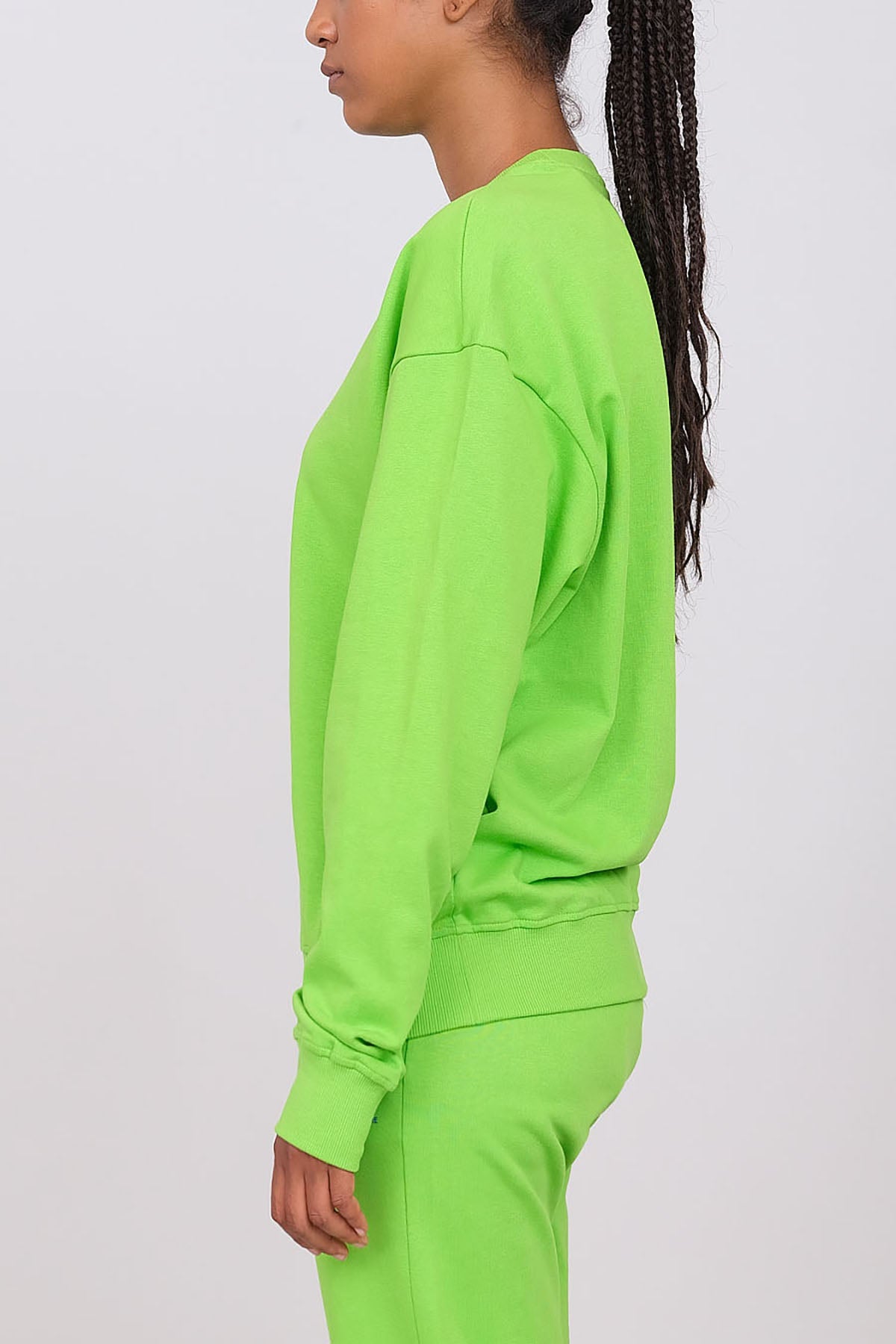 Felpa Girocollo Oversize Unisex Verde Mela