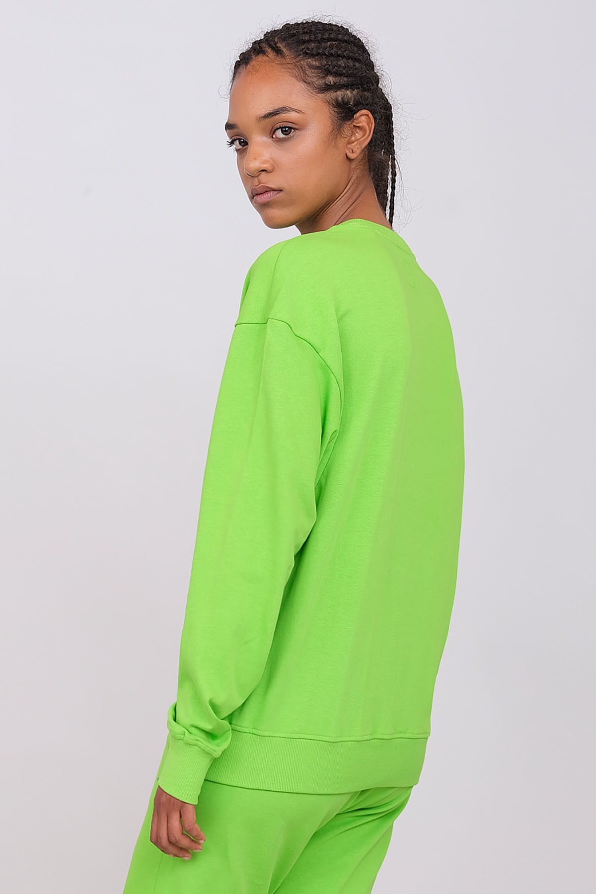 Felpa Girocollo Oversize Unisex Verde Mela