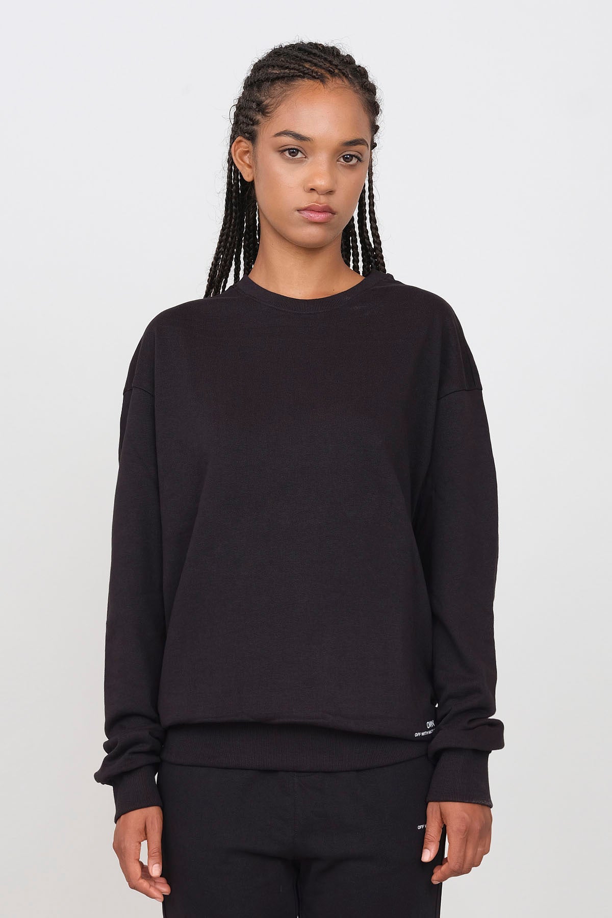 Unisex Oversized Crew Neck Sweatshirt Black
