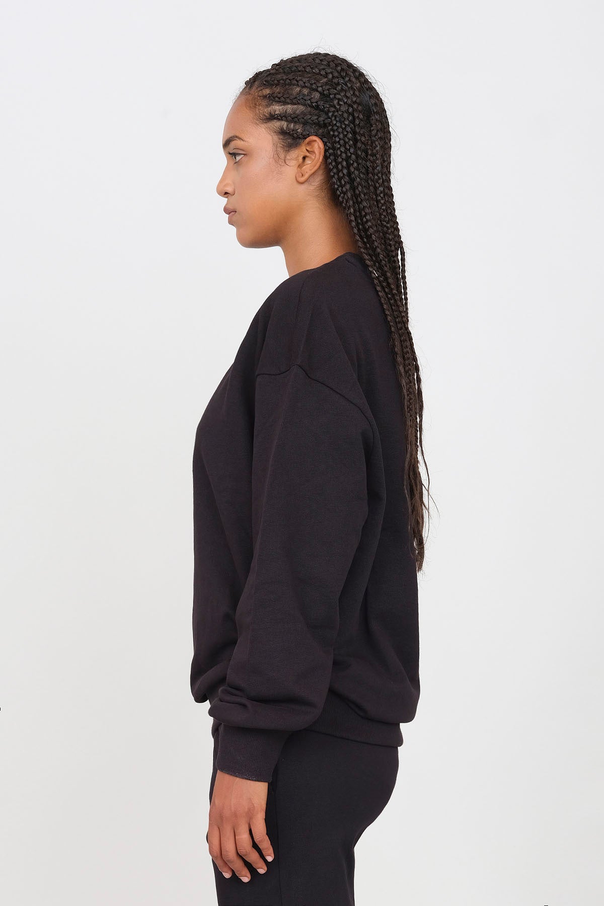 Unisex Oversized Crew Neck Sweatshirt Black