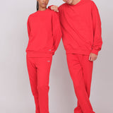Felpa Girocollo Oversize Unisex Rosso