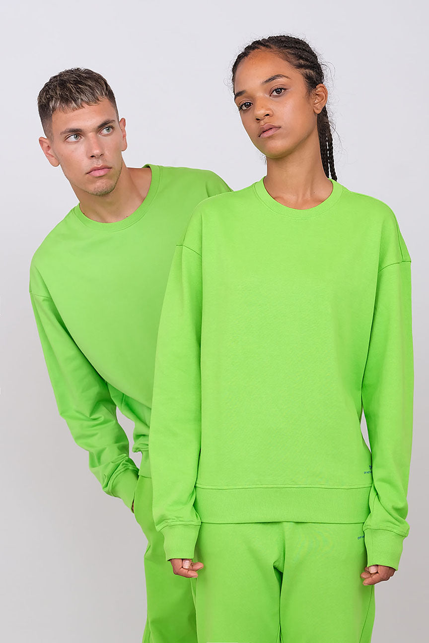 Felpa Girocollo Oversize Unisex Verde Mela