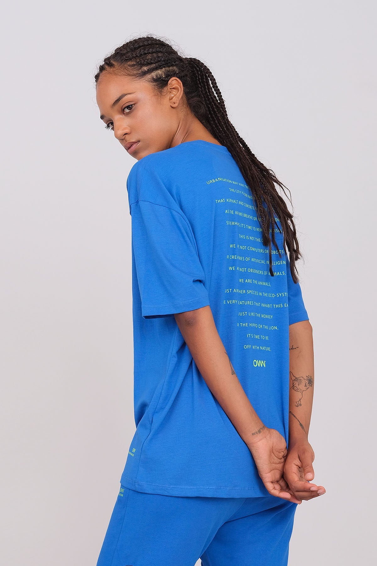 T-Shirt Girocollo Oversize Unisex Blu Cobalto