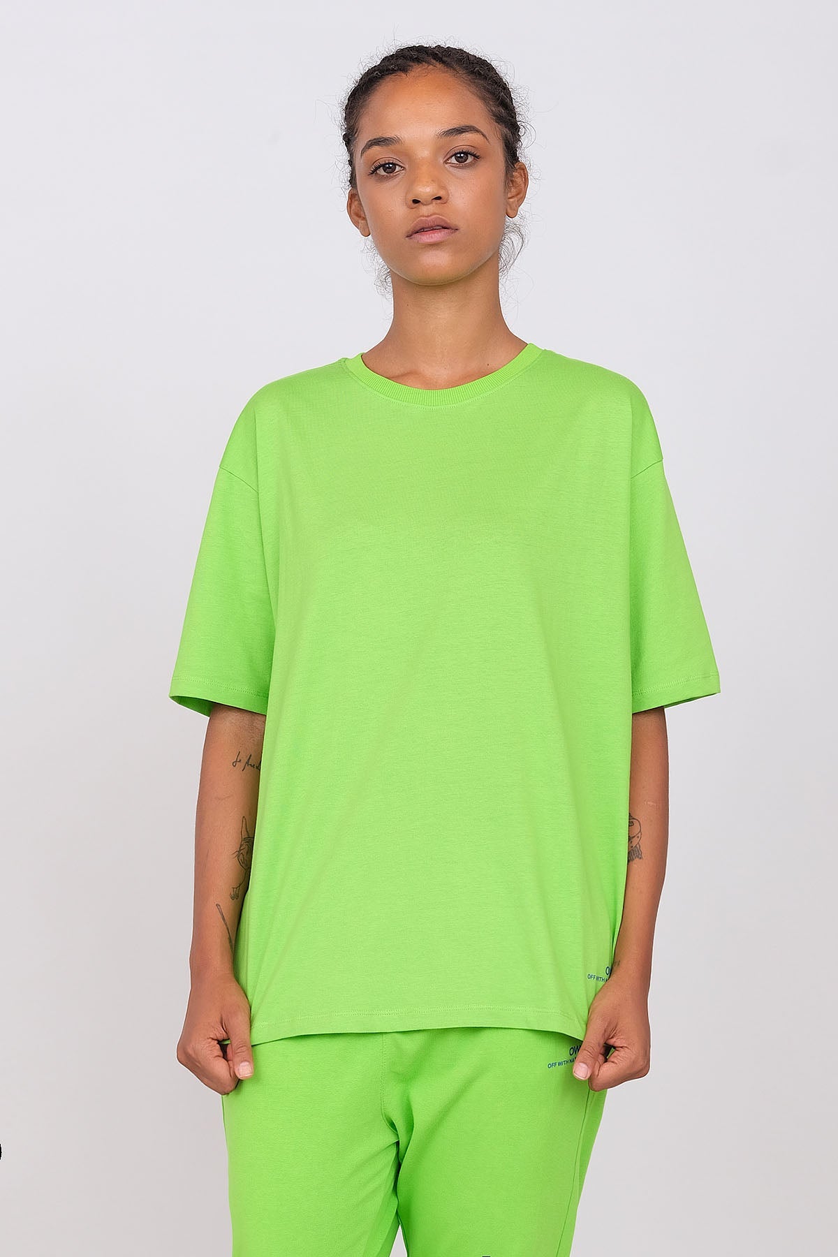 T-Shirt Girocollo Oversize Unisex Verde Mela