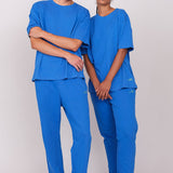 Unisex Oversized Crew Neck T-Shirt Cobalt Blue