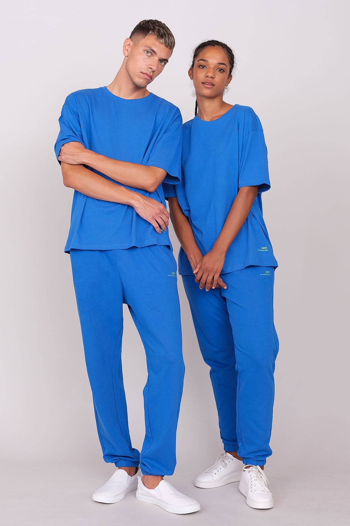 T-Shirt Girocollo Oversize Unisex Blu Cobalto