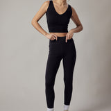 Set Active Leggings a Vita Alta + Top Sportivo Nero