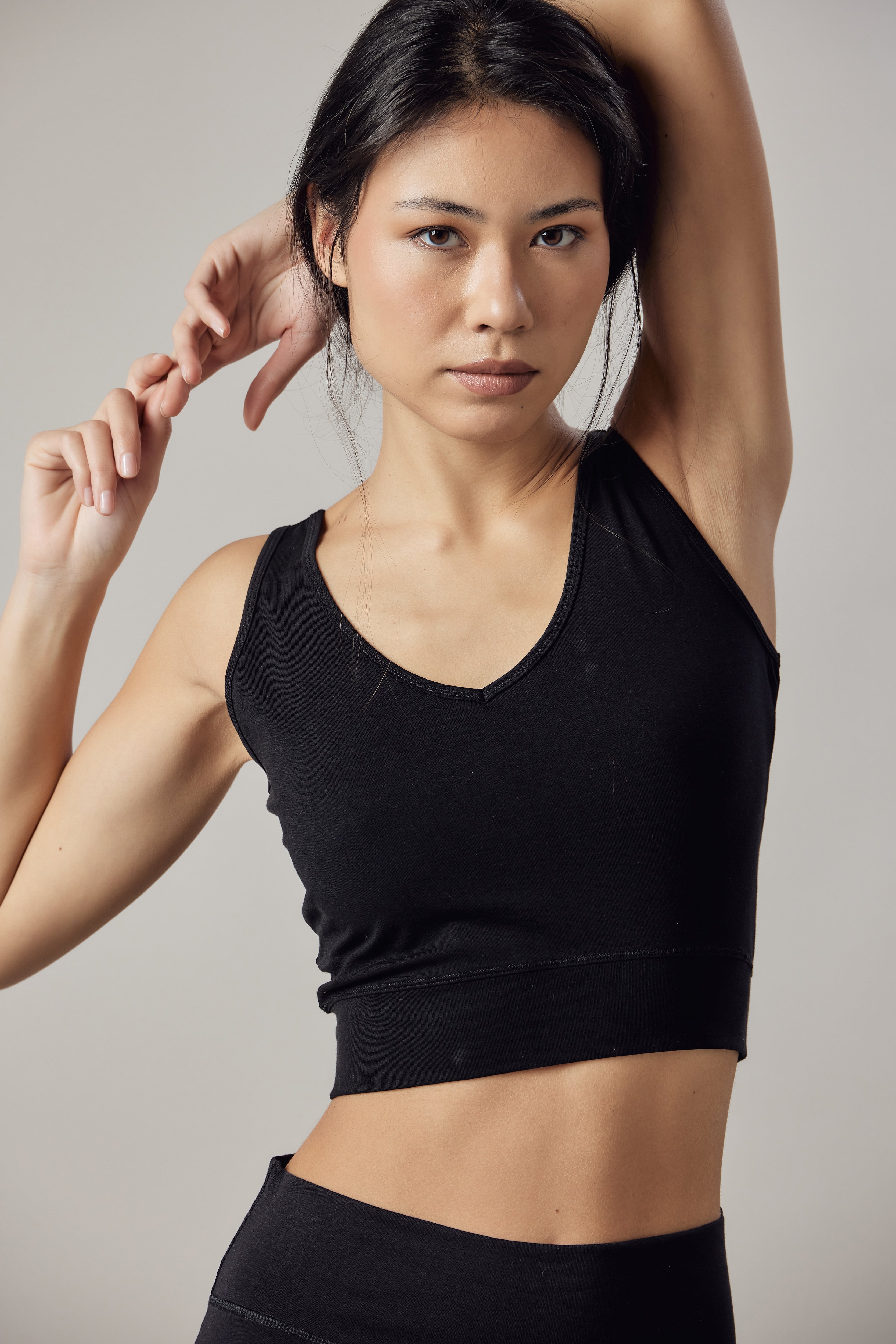 Black V-Neck Sports Top
