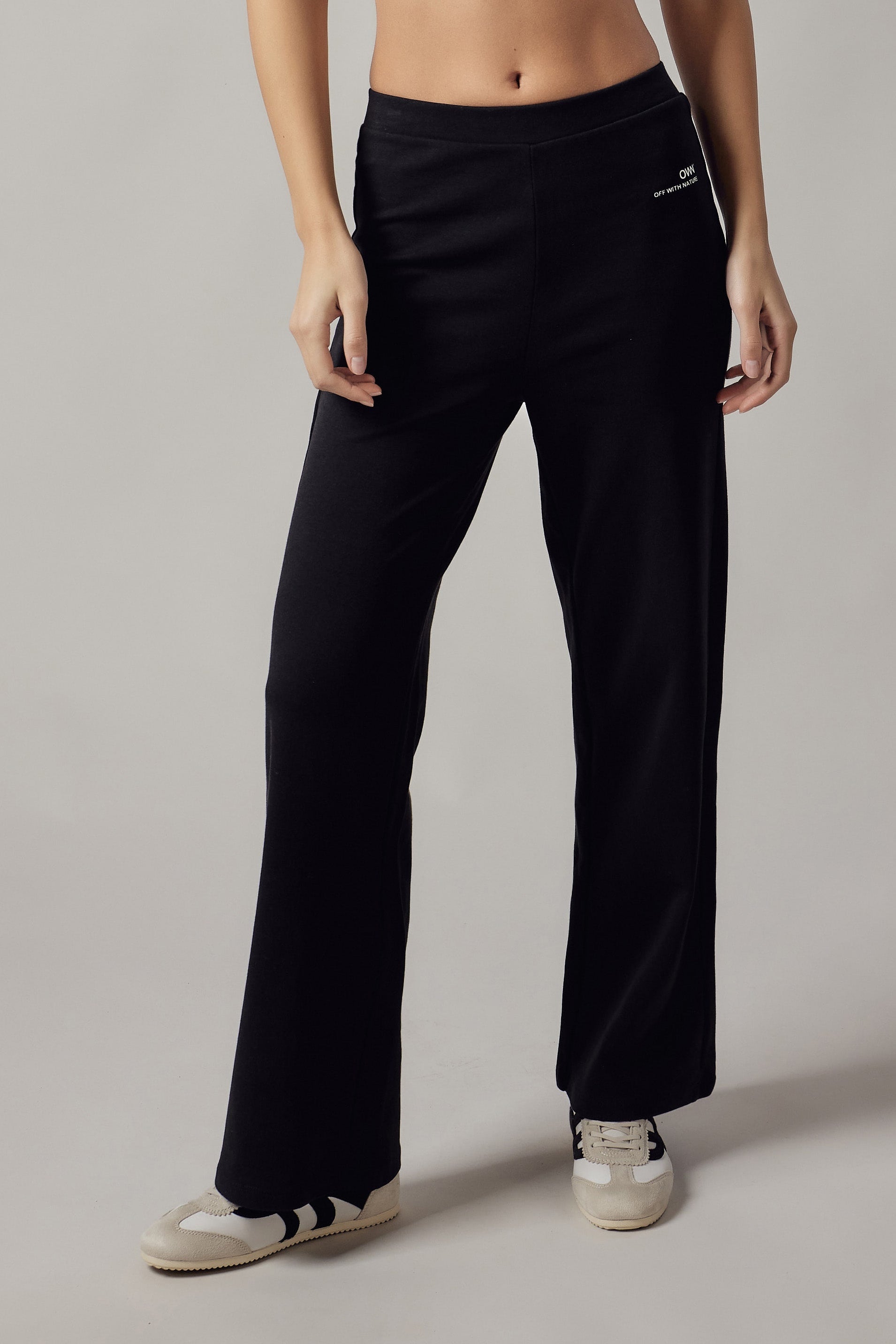 Black Interlock Palazzo Pants