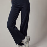 Blue Interlock Palazzo Trousers