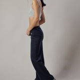 Blue Interlock Palazzo Trousers