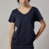 T-Shirt Scollo Profondo Ocra e Blu - Set da 2