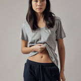 Deep V-Neck T-Shirt Light Grey Melange
