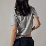 Deep V-Neck T-Shirt Light Grey Melange