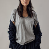 Deep V-Neck T-Shirt Light Grey Melange