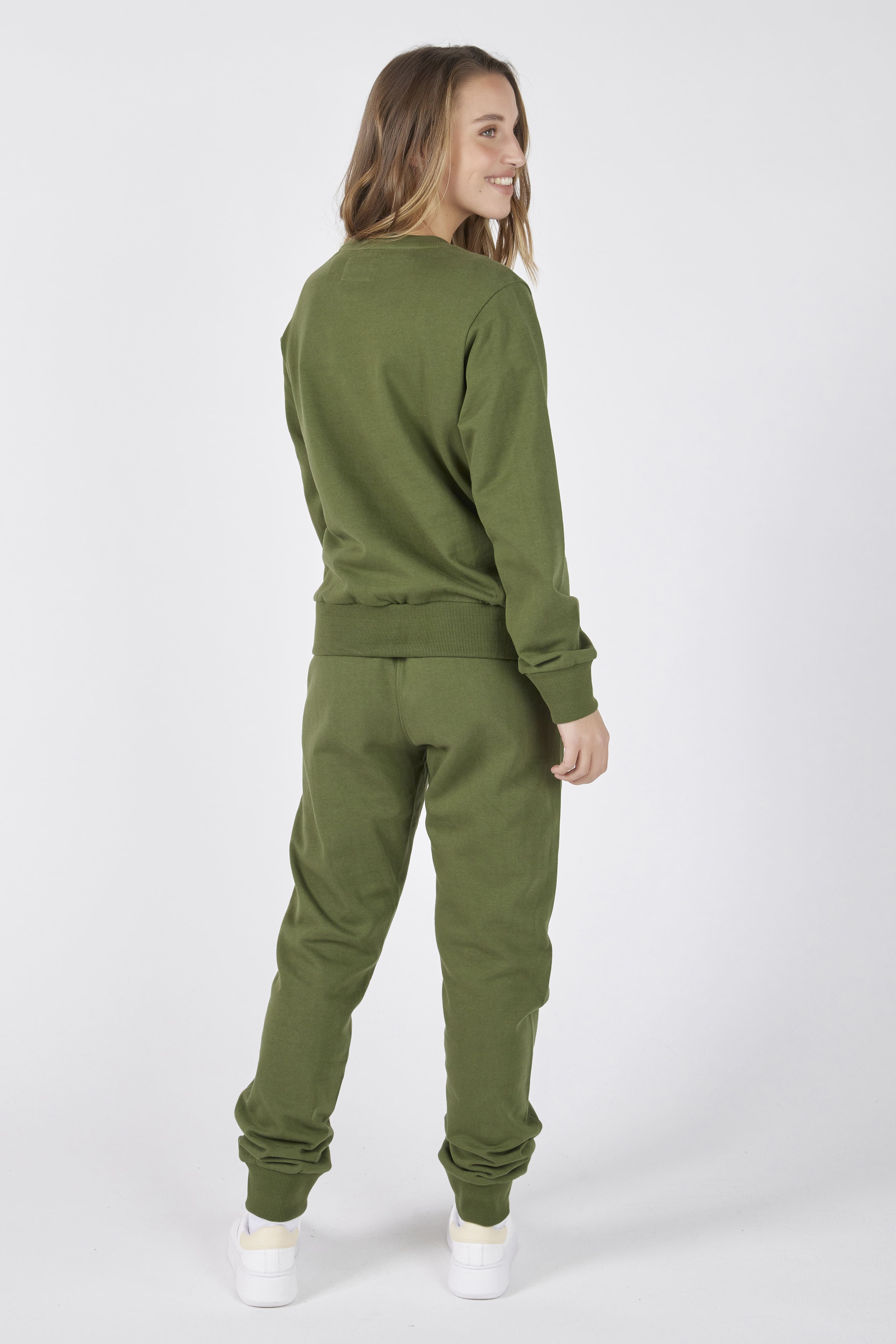 Set Felpa Felpata Girocollo + Joggers Felpati Verde Militare