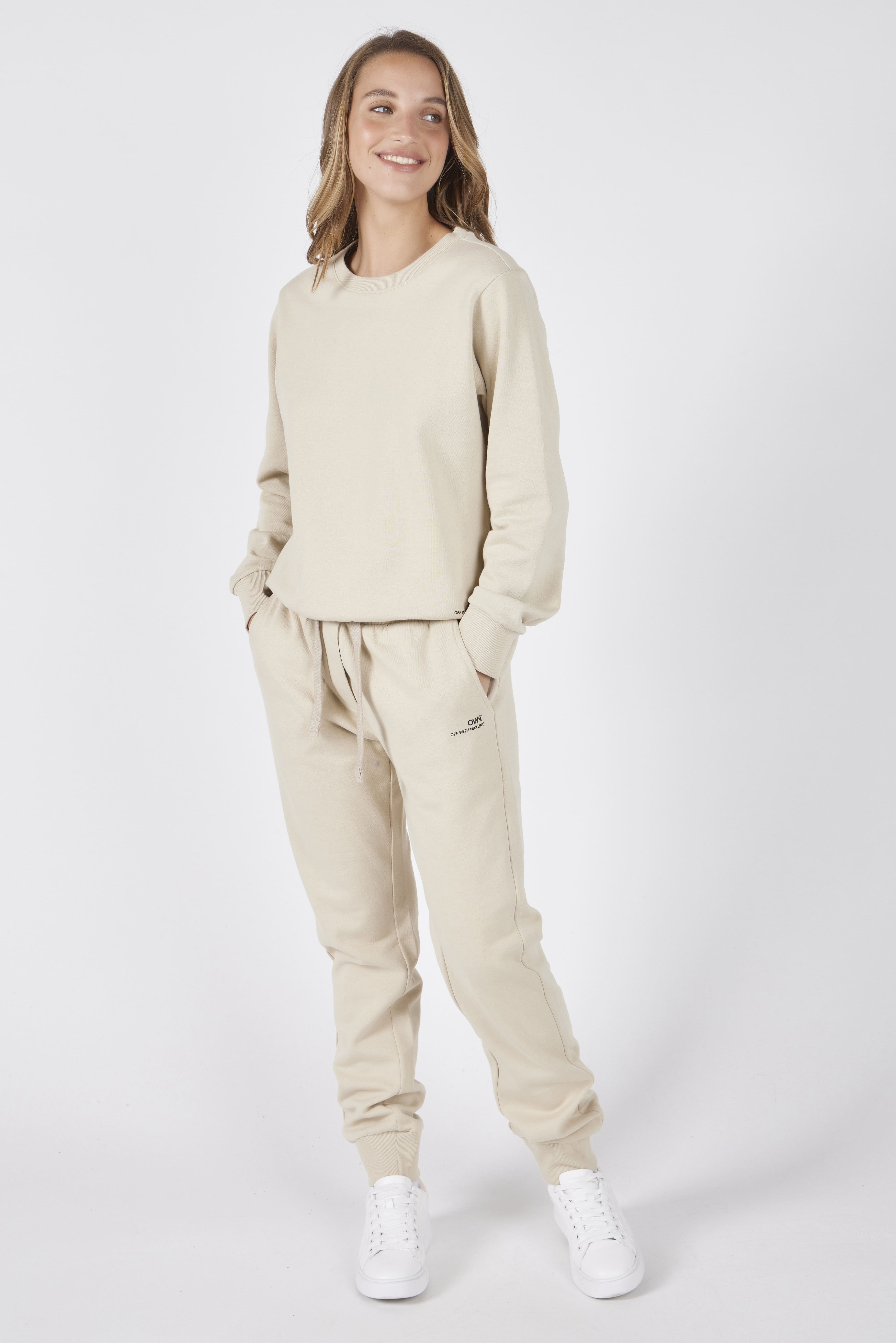 Set Felpa Felpata Girocollo + Joggers Felpati Ecru